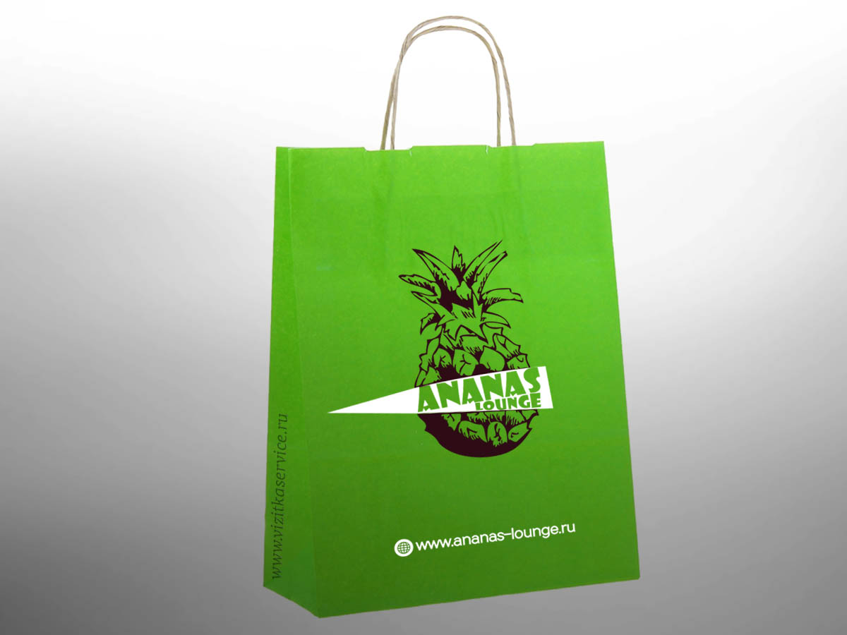 Зеленый крафт пакет с логотипом