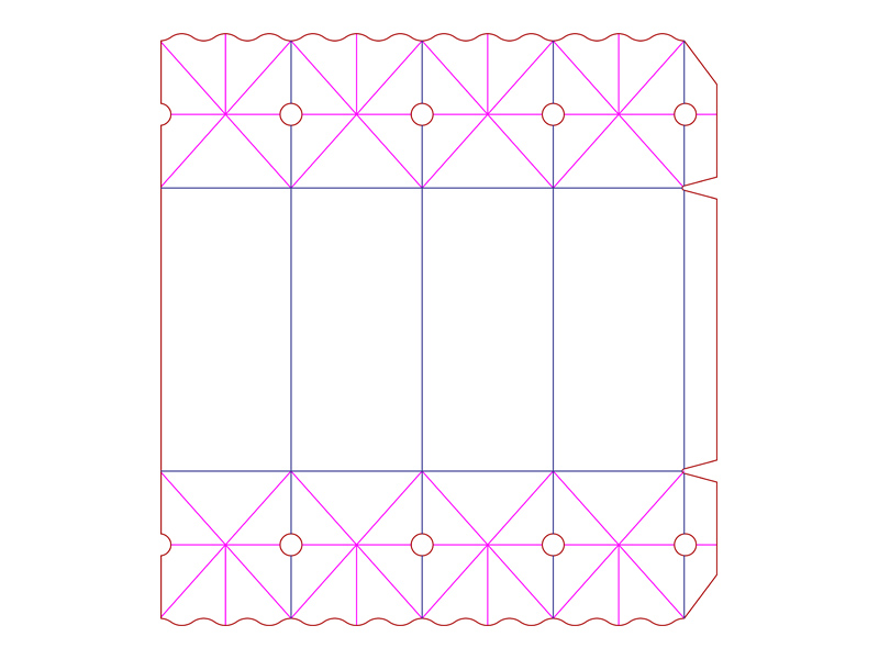 Штамп для высечки коробки-конфеты из картона размером 129х60х60 мм